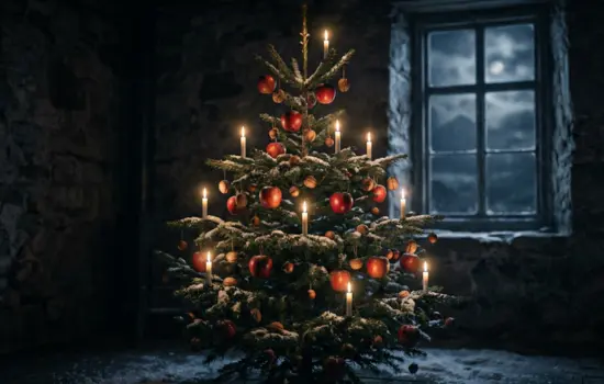 En 1530: Lutero Decora el Árbol con manzanas, nueces y velas...