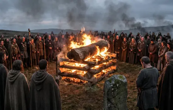 Los celtas adorando a un troco y dando la bienvenida al nuevo sol